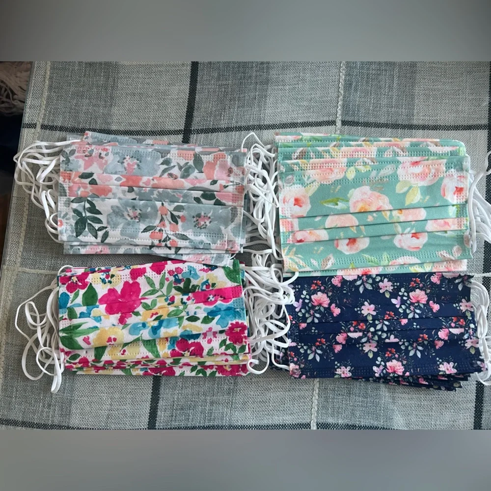 Masks-Disposable Floral Pattern Face Masks Set-40 Pieces